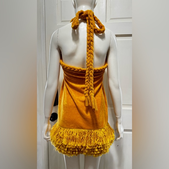 Unbranded Tierra Tassel Fringe Mustard Rope Midi Dress Size Large. - Picture 4 of 12